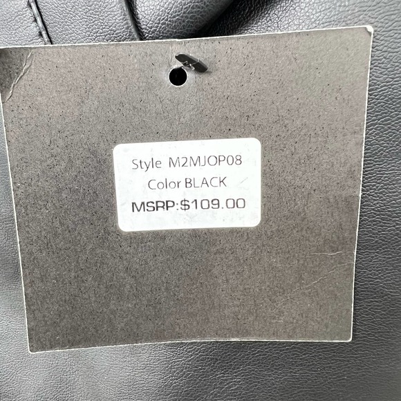 NWT Marc New York Black Full Zip Faux Leather Jacket Elastic Waist Size Medium - Picture 4 of 5